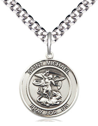 Pewter Saint Michael the Archangel Medal Religious Jewelry Engraved Catholic Saint Jewelry