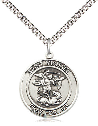 Pewter Saint Michael the Archangel Medal Religious Jewelry Engraved Catholic Saint Jewelry
