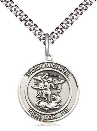 Pewter Saint Michael the Archangel Medal Religious Jewelry Engraved Catholic Saint Jewelry