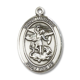 Sterling Silver Saint Michael the Archangel Medal Religious Jewelry Engraved Catholic Saint Jewelry