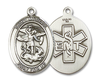 Sterling Silver Saint Michael EMT Medal Religious Jewelry