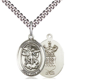 Sterling Silver Saint Michael Air Force Medal Religious Jewelry
