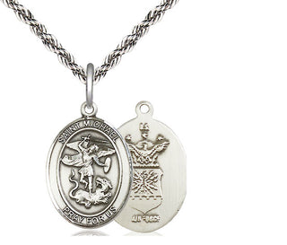 Sterling Silver Saint Michael Air Force Medal Religious Jewelry