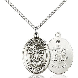 Sterling Silver Saint Michael Army Medal Religious Jewelry