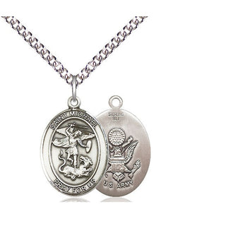 Sterling Silver Saint Michael Army Medal Religious Jewelry