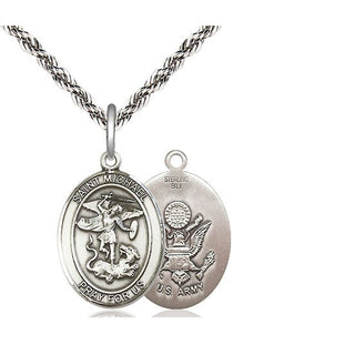 Sterling Silver Saint Michael Army Medal Religious Jewelry
