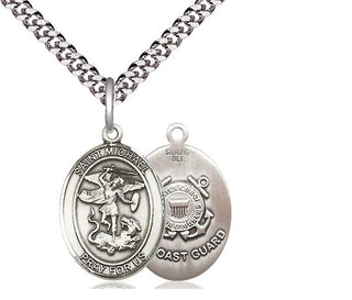 Sterling Silver Saint Michael Coast Guard Medal Religious Jewelry