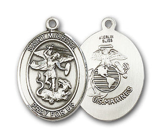 Sterling Silver Saint Michael Marines Pendant