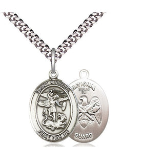 Sterling Silver Saint Michael National Guard Medal Religious Jewelry