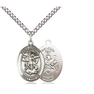 Sterling Silver Saint Michael National Guard Medal Religious Jewelry