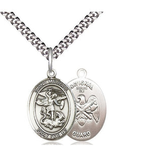 Sterling Silver Saint Michael National Guard Medal Religious Jewelry