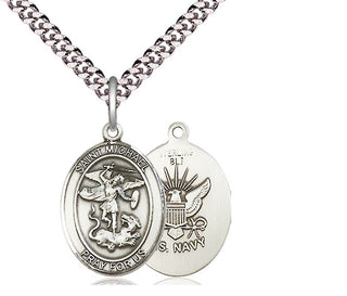 Sterling Silver Saint Michael Navy Medal Religious Jewelry