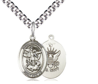 Sterling Silver Saint Michael Navy Medal Religious Jewelry