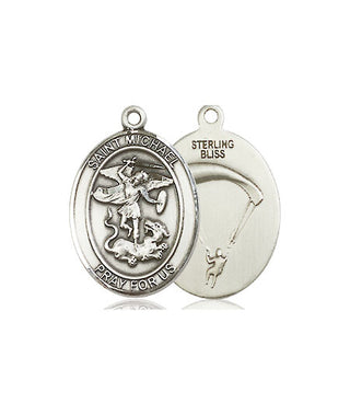 Sterling Silver Saint Michael Paratrooper Medal Religious Jewelry