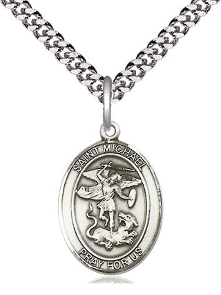 Sterling Silver Saint Michael the Archangel Medal Religious Jewelry Engraved Catholic Saint Jewelry