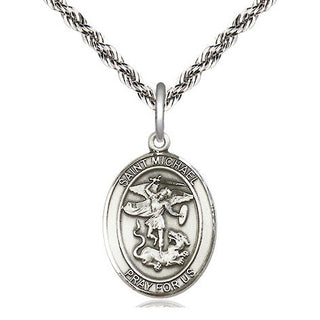 Sterling Silver Saint Michael the Archangel Medal Religious Jewelry Engraved Catholic Saint Jewelry