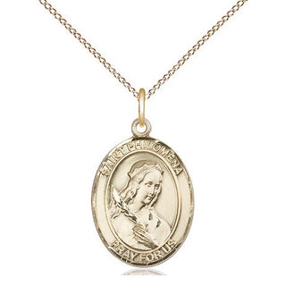 14kt Gold Saint Philomena Medal Engraved Catholic Saint Jewelry