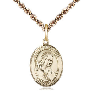 14kt Gold Saint Philomena Medal Engraved Catholic Saint Jewelry
