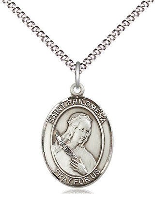 Pewter Saint Philomena Medal Religious Jewelry Engraved Catholic Saint Jewelry