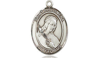Pewter Saint Philomena Medal Engraved Catholic Saint Jewelry