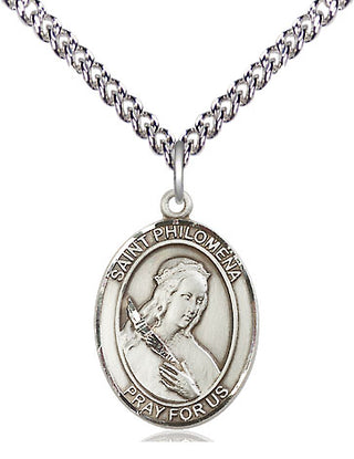 Sterling Silver Saint Philomena Medal Religious Jewelry Engraved Catholic Saint Jewelry