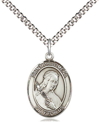 Sterling Silver Saint Philomena Medal Religious Jewelry Engraved Catholic Saint Jewelry