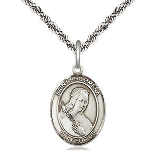 Sterling Silver Saint Philomena Medal Religious Jewelry Engraved Catholic Saint Jewelry