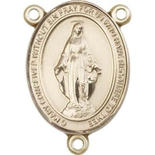 14kt Gold Filled Miraculous Rosary Center Rosary Center Engraved Catholic Saint Jewelry