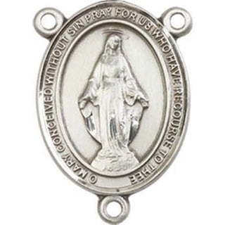 Sterling Silver Miraculous Rosary Center Rosary Center Engraved Catholic Saint Jewelry