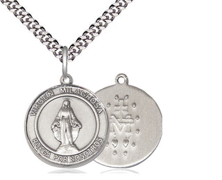 Sterling Silver Virgen Milagrosa Medal Religious Jewelry