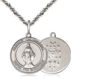 Sterling Silver Virgen Milagrosa Medal Religious Jewelry