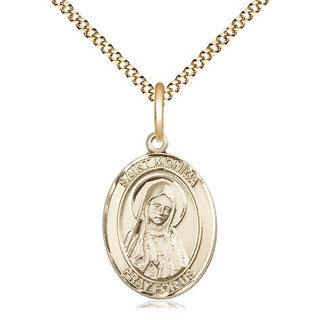 14kt Gold Filled Saint Monica Medal Religious Jewelry Engraved Catholic Saint Jewelry