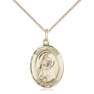 14kt Gold Saint Monica Medal Engraved Catholic Saint Jewelry
