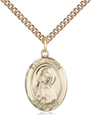 14kt Gold Saint Monica Medal Engraved Catholic Saint Jewelry