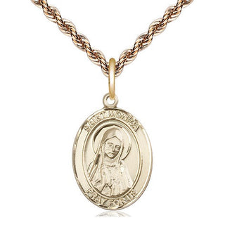 14kt Gold Saint Monica Medal Engraved Catholic Saint Jewelry