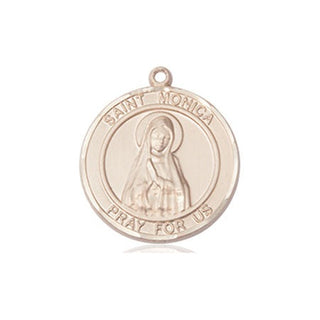 14kt Gold Filled Saint Monica Medal Engraved Catholic Saint Jewelry