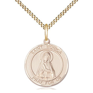 14kt Gold Filled Saint Monica Medal Religious Jewelry Engraved Catholic Saint Jewelry
