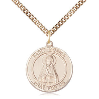 14kt Gold Filled Saint Monica Medal Religious Jewelry Engraved Catholic Saint Jewelry