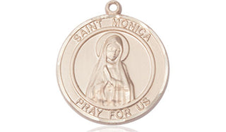 14kt Gold Saint Monica Medal Engraved Catholic Saint Jewelry