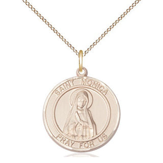 14kt Gold Saint Monica Medal Engraved Catholic Saint Jewelry