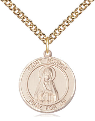 14kt Gold Saint Monica Medal Engraved Catholic Saint Jewelry