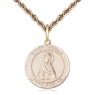 14kt Gold Saint Monica Medal Engraved Catholic Saint Jewelry