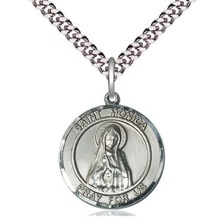 Pewter Saint Monica Medal Religious Jewelry Engraved Catholic Saint Jewelry