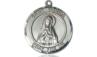 Sterling Silver Saint Monica Medal Religious Jewelry Engraved Catholic Saint Jewelry