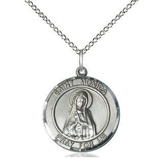 Sterling Silver Saint Monica Medal Religious Jewelry Engraved Catholic Saint Jewelry