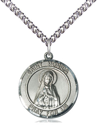 Sterling Silver Saint Monica Medal Religious Jewelry Engraved Catholic Saint Jewelry