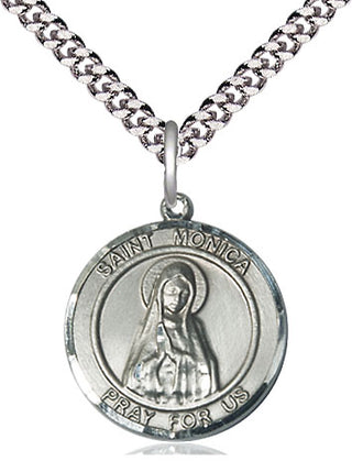Sterling Silver Saint Monica Medal Religious Jewelry Engraved Catholic Saint Jewelry