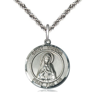 Sterling Silver Saint Monica Medal Religious Jewelry Engraved Catholic Saint Jewelry