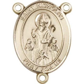 14kt Gold Filled Saint Nicholas Rosary Center Rosary Center Engraved Catholic Saint Jewelry