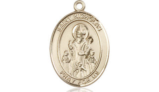 14kt Gold Filled Saint Nicholas Medal Engraved Catholic Saint Jewelry